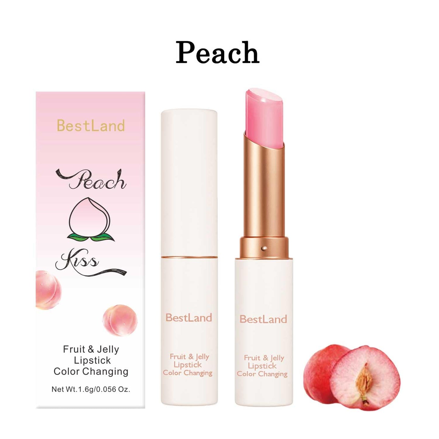 3 Pcs/Set Strawberry, Peach & Aloe Jelly Lipstick Set, Color Changing Lip And Cheek Stain | PH-Activated Temperature Reactive Moisturizing Lipstick for Dry & Mature Lips, Hydrating Long-Lasting Lip
