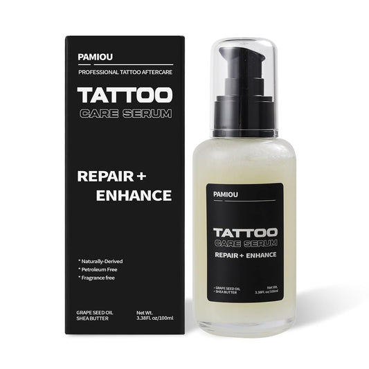Tattoo Aftercare Serum & Moisturizer For Fresh Tattoo Care, New Tattoo Skin Repair & Anti-Itch, 48% Grape Seed Oil, Tattoo Supplies with Naturally Derived Ingredients, Petroleum Free -3.38 Fl Oz