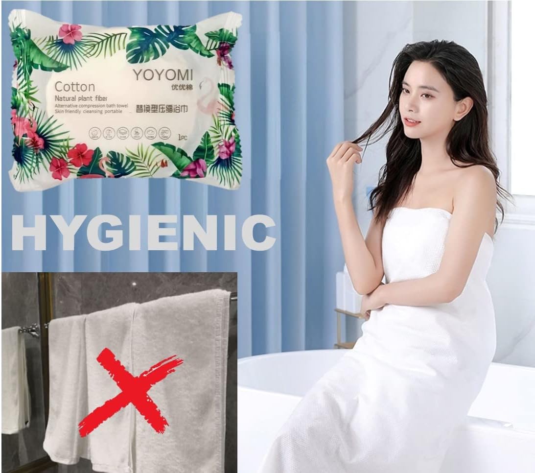 Premium Disposable Bath Towels, Extra Thicker and Larger (55.1” X 27.5"), for Travel Camping Hiking Backpacking, Portable Reusable Quick Dry Pure Cotton 2pcs