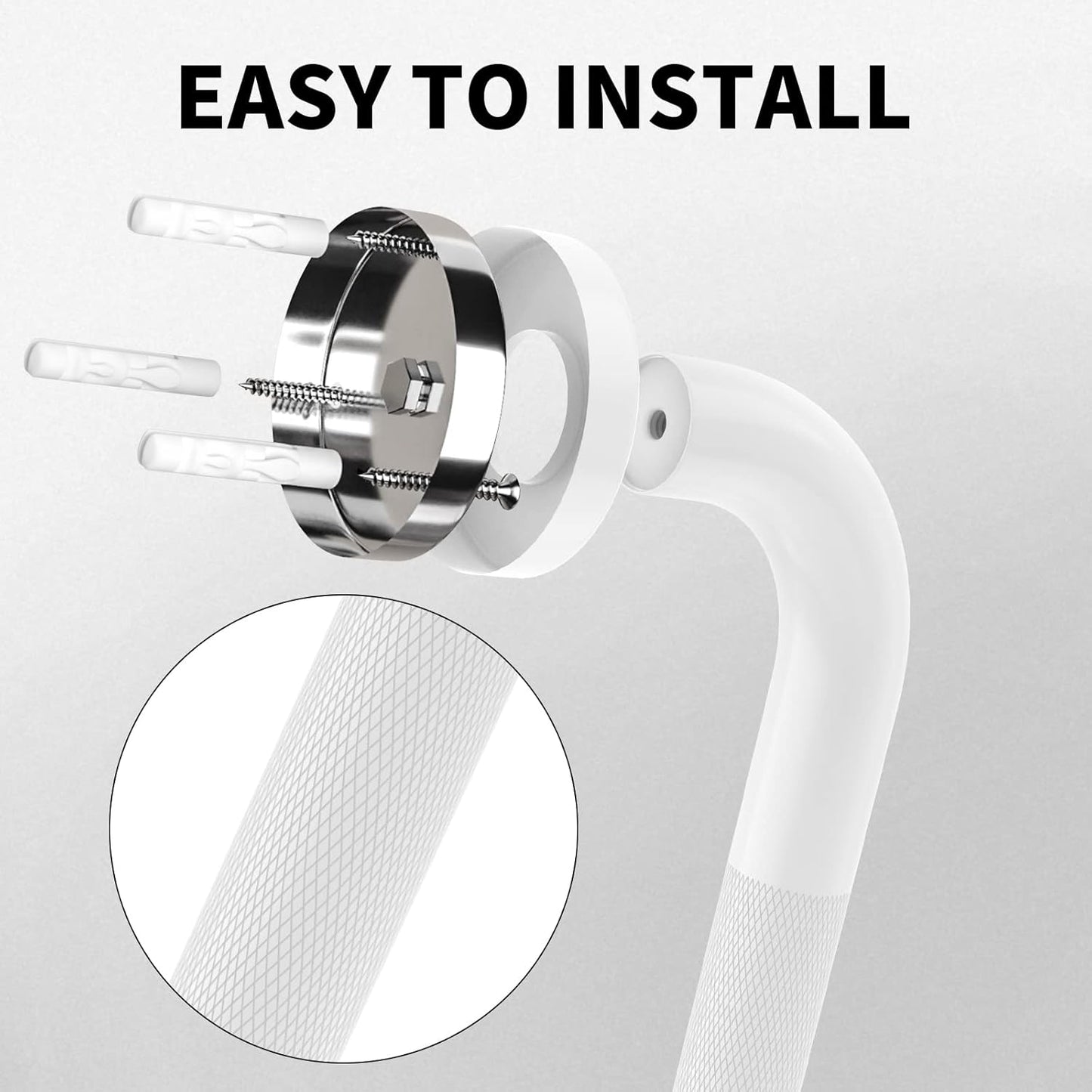 36 Inch Anti Slip Shower Grab Bar Oil Rubbed White, Munzong Bathroom Grab Bar, Knurled Bathroom Balance Bar,Safety Hand Rail Support Handicap Elderly Injury Senior Assist Bath Handle