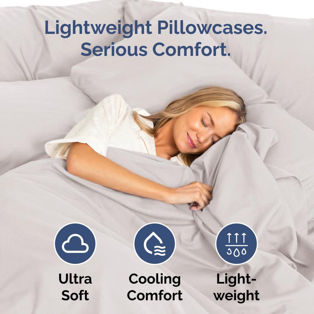 Queen Pillow Cases Set of 10 - Ultra Soft Hotel Quality Pillowcase Covers - Comfy, Cozy & Wrinkle Free - Shrink, Stain & Fade Resistant - Machine Washable Pillow Protectors - 10 Piece Set - Light Grey