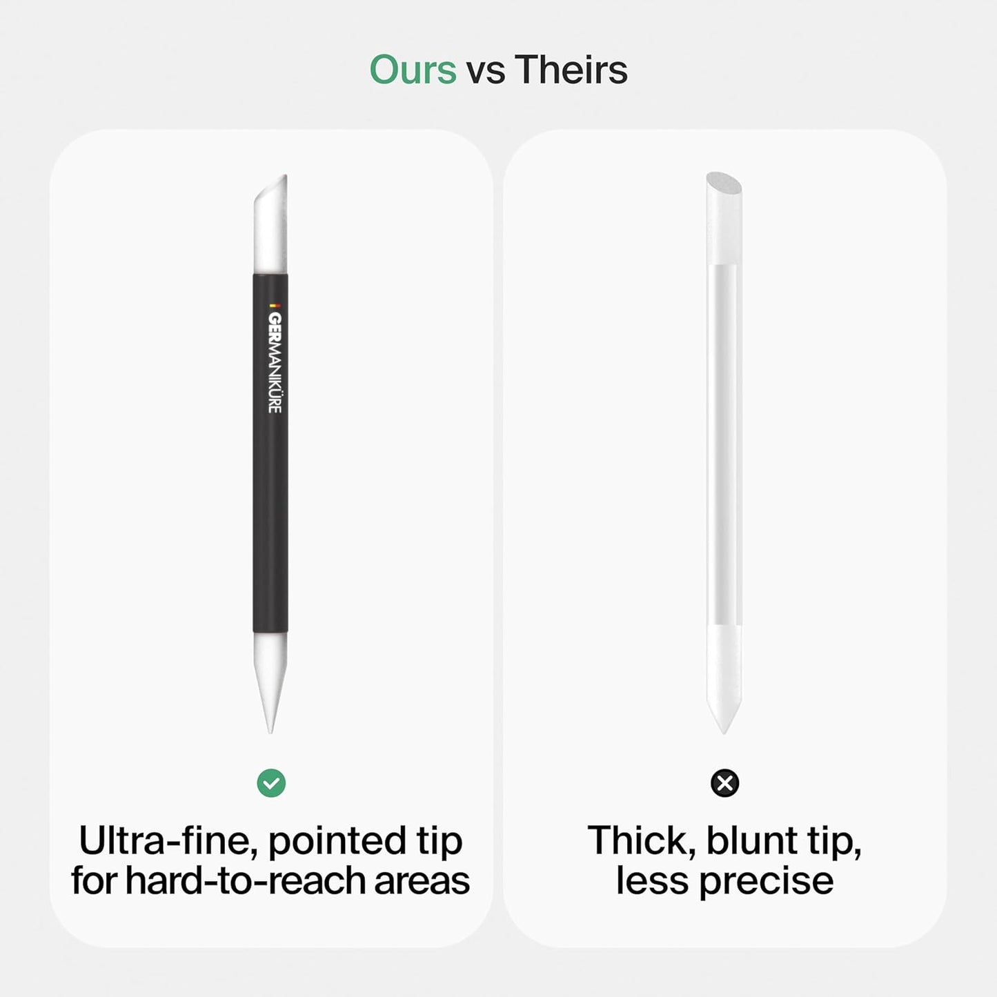 GERMANIKURE Black Glass Cuticle Stick in Cork Sleeve - Ethically Made in Czech Republic - Cuticle Pusher & Remover, Callous & Dry Skin Fingertip File, Nail Shaper