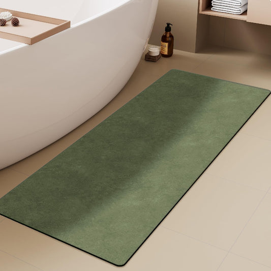 Bathroom Mat Quick Dry, Bathroom Rugs Non Slip Washable Thin Absorbent Bath Mat Fits Under Door Bathroom Floor Mat Perfect for Bath, Shower, or Sink 24"x60" Sage Green