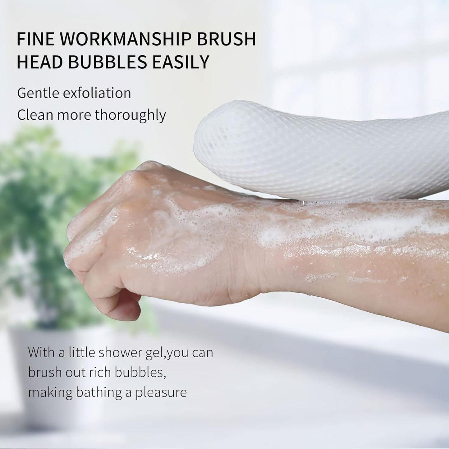 Long Handle Bath Brush, Anti-Slip Curve Handled Bath Body Brush, Back Scrubber for Shower, Easy Reach for Seniors, Suitable for Elderly/Pregnant Aid Bathing & Shower(Not Include Brush Handle)