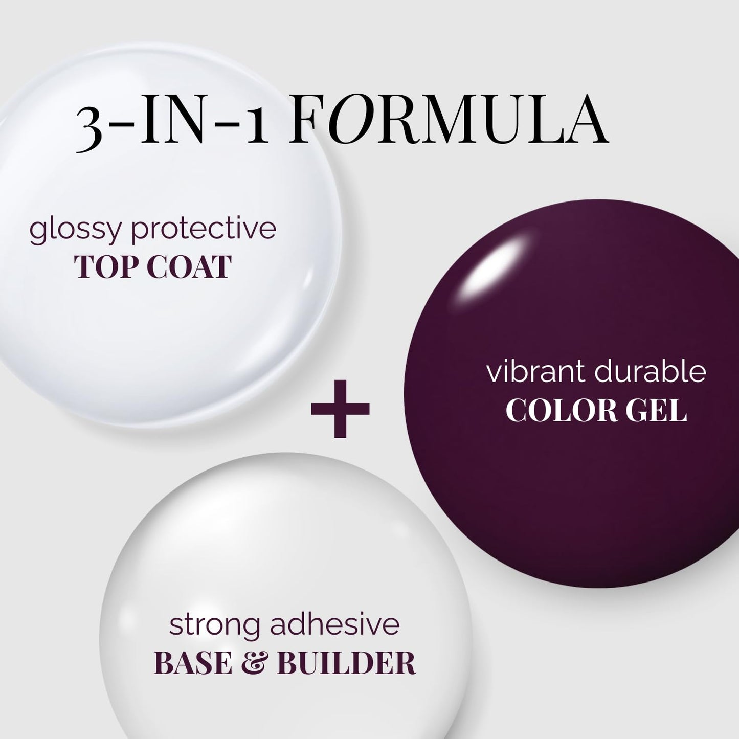 NAILOG One Step Gel Nail Polish 12ml Top Coat Color Gel Base 3-In-1 Formula Soak Off UV Gel Polish for Home DIY & Gifting | Raisin Purple