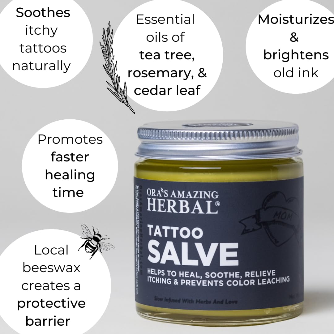 Ora's Amazing Herbal All The Tattoo Aftercare Set, Tattoo Salve, Oil & Soap, Natural Tattoo Aftercare Set, Balm, Moisturizer, Made in the USA