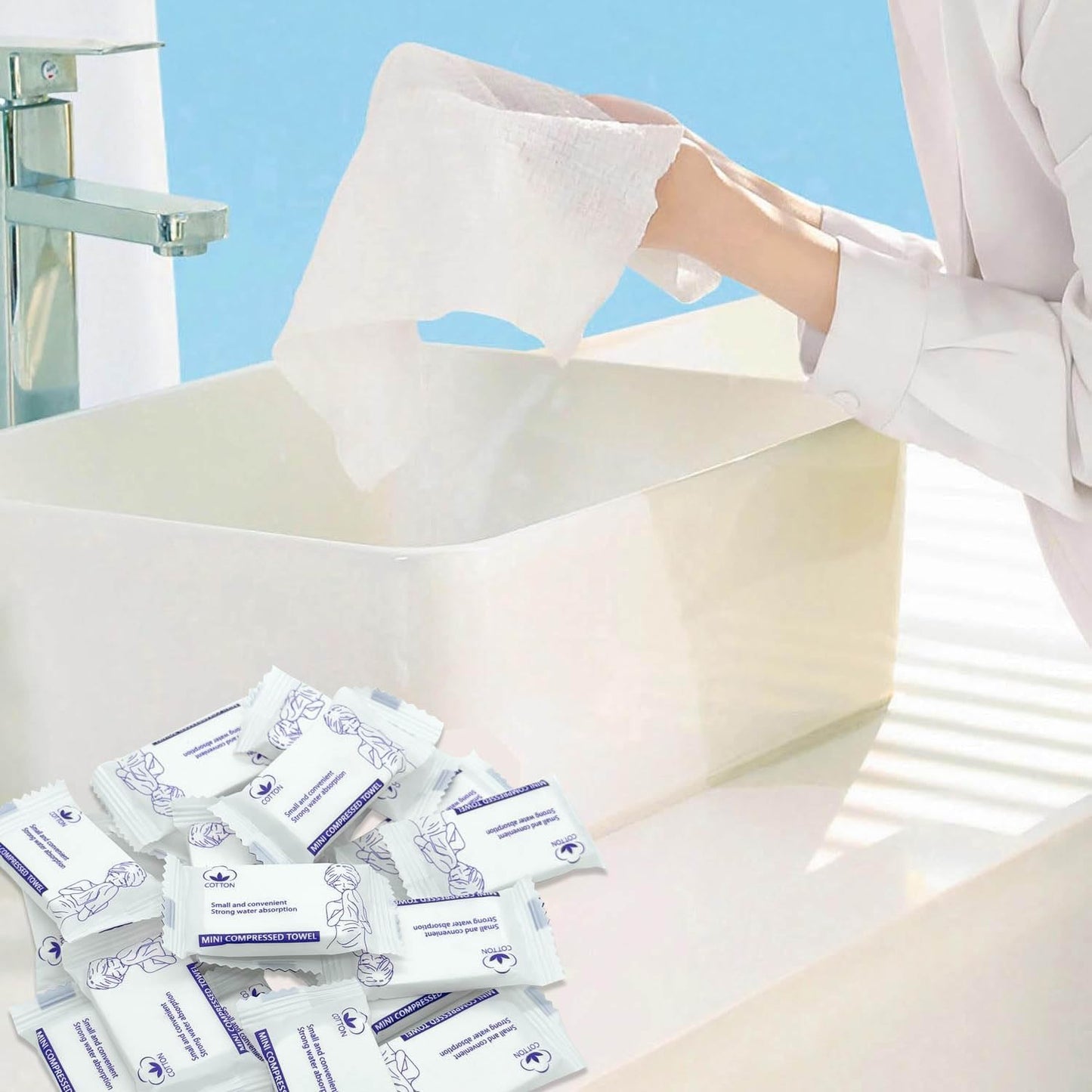 30 Pcs Disposable Washcloths for Travel Compressed Towels Cotton Thick Portable Reusable Face Towel Tablets Outdoor Camping Hiking Sports Beauty Salon Cleaning Travel Kit for Hotel 11.8 x 9.5 inches