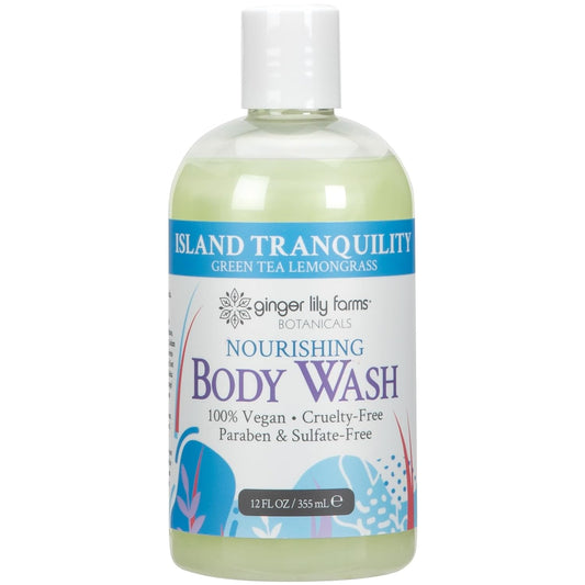 Ginger Lily Farms Botanicals Nourishing Body Wash, Island Tranquility, 100% Vegan & Cruelty-Free, Green Tea & Lemongrass Scent, 12 Fl Oz