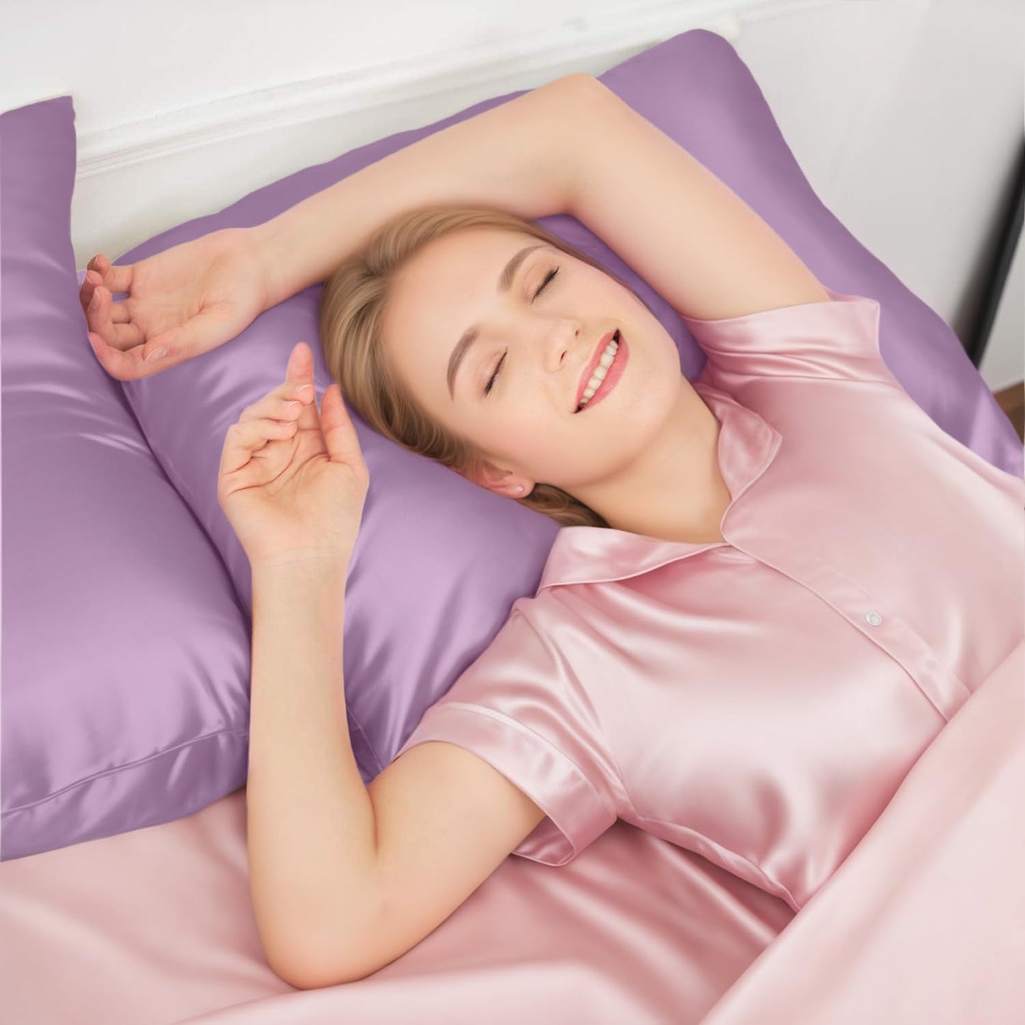 INSSL Silk Pillowcase for Women, Mulberry Silk Pillowcase for Hair and Skin and Stay Comfortable and Breathable During Sleep 1 pc (Purple, 20"×30")