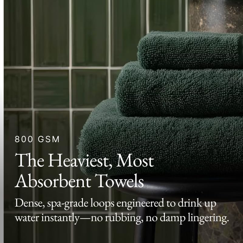 Italic Ultraplush 100% Australian Cotton Bath Sheets - Set of 2 Luxury Extra Large Heavy Duty Bath Sheets, 800GSM Plush and Absorbent Bath Sheets for Hotels, Bath & Spa (Deep Forest)