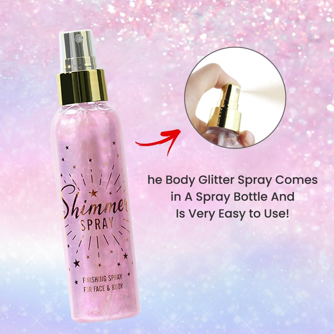 Glitter Spray for Hair and Body, Glitter Body Spray, Glitter Spray for Clothes, Quick-Drying Waterproofing Body Shimmer Suitable for Festival Rave 3.72fl Oz (White, 3.72 fl oz)