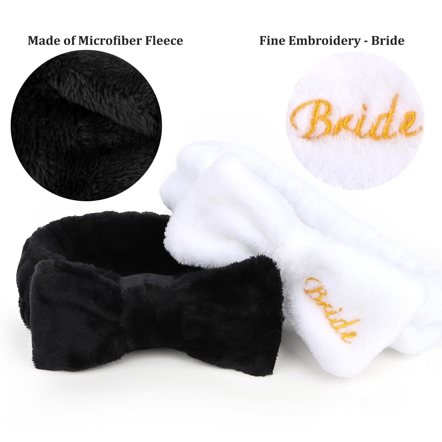 CIEHER Hairband, 8pcs White & Black Spa Headband for Bachelorette Party Favors, Bride & Bridesmaid, Yoga, Sports, Home Use