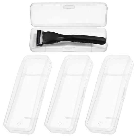 4 Pack Travel Manual Razor Case - Clear Plastic Shaver Storage Box Holder Razor Protector for Men's Manual Razors & Blade Refills, Portable Universal Protector Organizer (Transparent)
