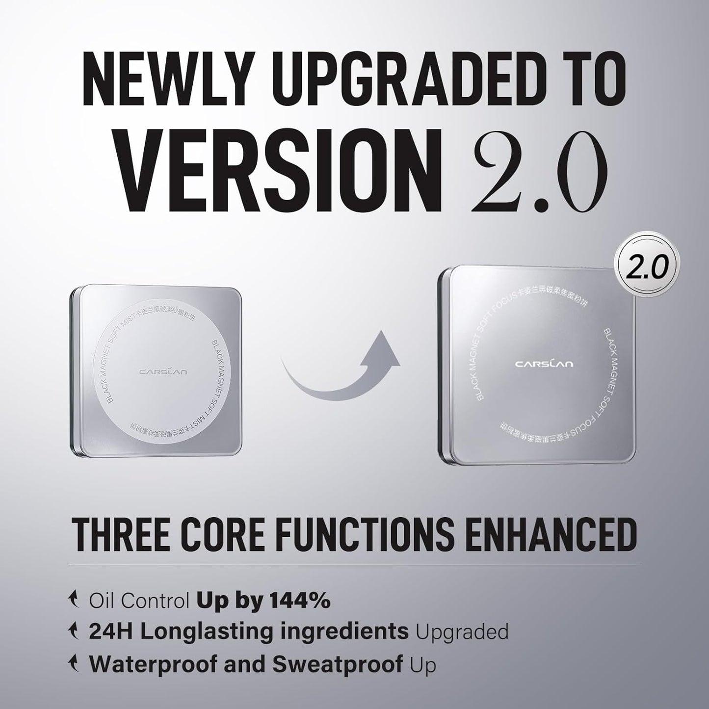 CARSLAN 2.0 Black Magnet Soft Focus Powder, Waterproof Translucent Pressed Setting Powder, 24H Longlasting Talc-Free Face Powder, Oil Control Compact Makeup,01 Translucent For Dry&Com Skin, 0.28Oz