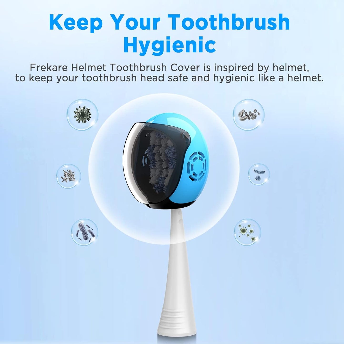 Helmet Toothbrush Covers Caps, Fits Most Manual and Electric Tooth Brushes, 4 Count (White, Black, Blue, Red)