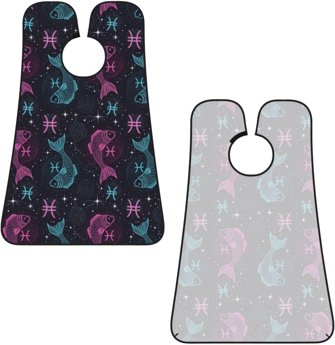 Ultimate Shaving Bib, Beard Trimming Apron with Hair Catcher, Neon Fish Zodiac Pisces