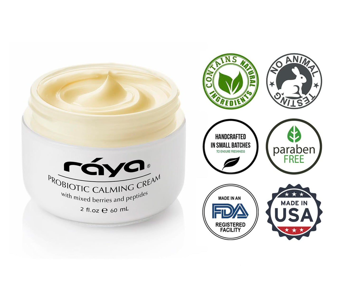 Raya Probiotic Calming Cream (309) | Moisturizing, Anti-Aging, and Calming Face Cream for Sensitive, Irritated, and Mature Skin | Soothes Over-Reactive Skin and Helps Reduce Fine Lines and Wrinkles
