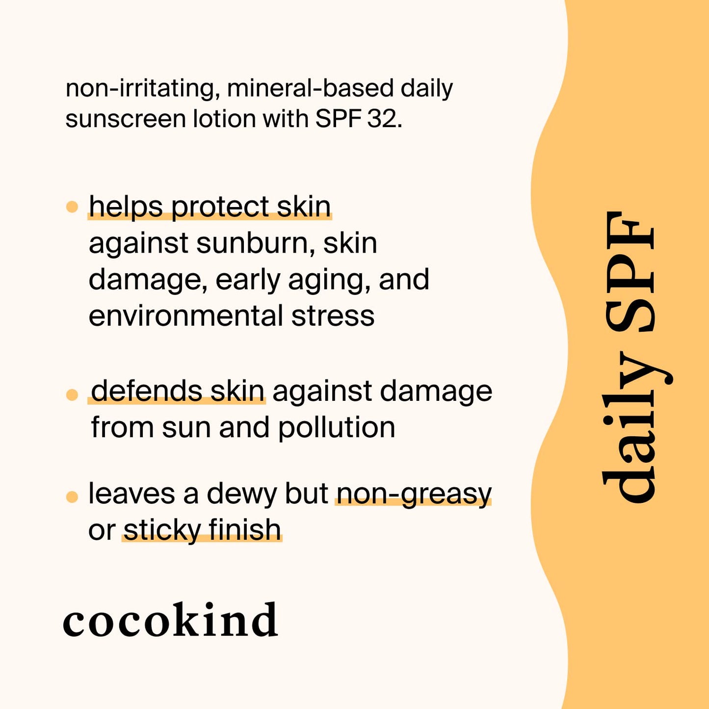 Cocokind Daily SPF, Mineral Face Sunscreen with Zinc Oxide, SPF 32, Reef Safe, Unscented, All Skin Types, Non-Toxic, Cruelty Free, 1.7 fl oz