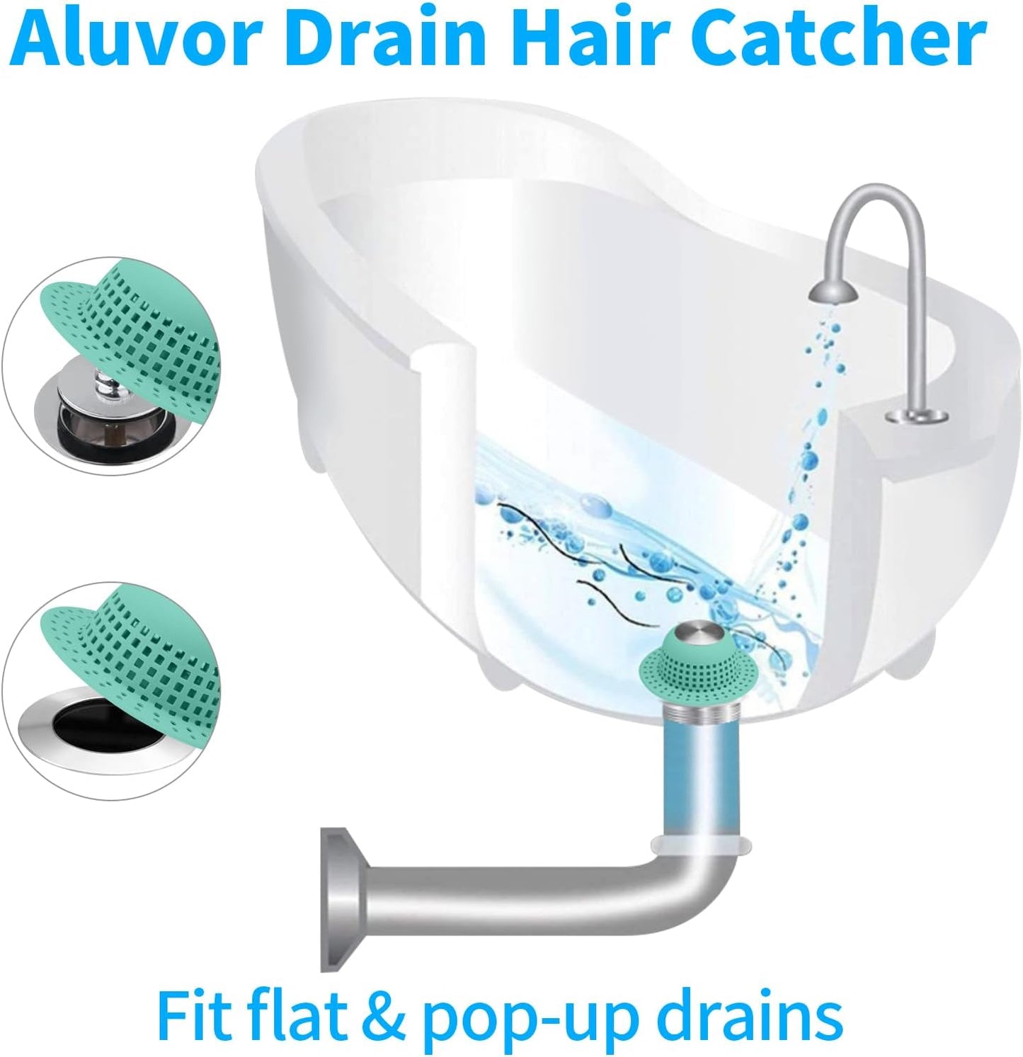 Shower Drain Hair Catcher, Bathtub Drain Cover Foldable Silicone Shower & Tub Protector for Pop-Up & Regular Drains