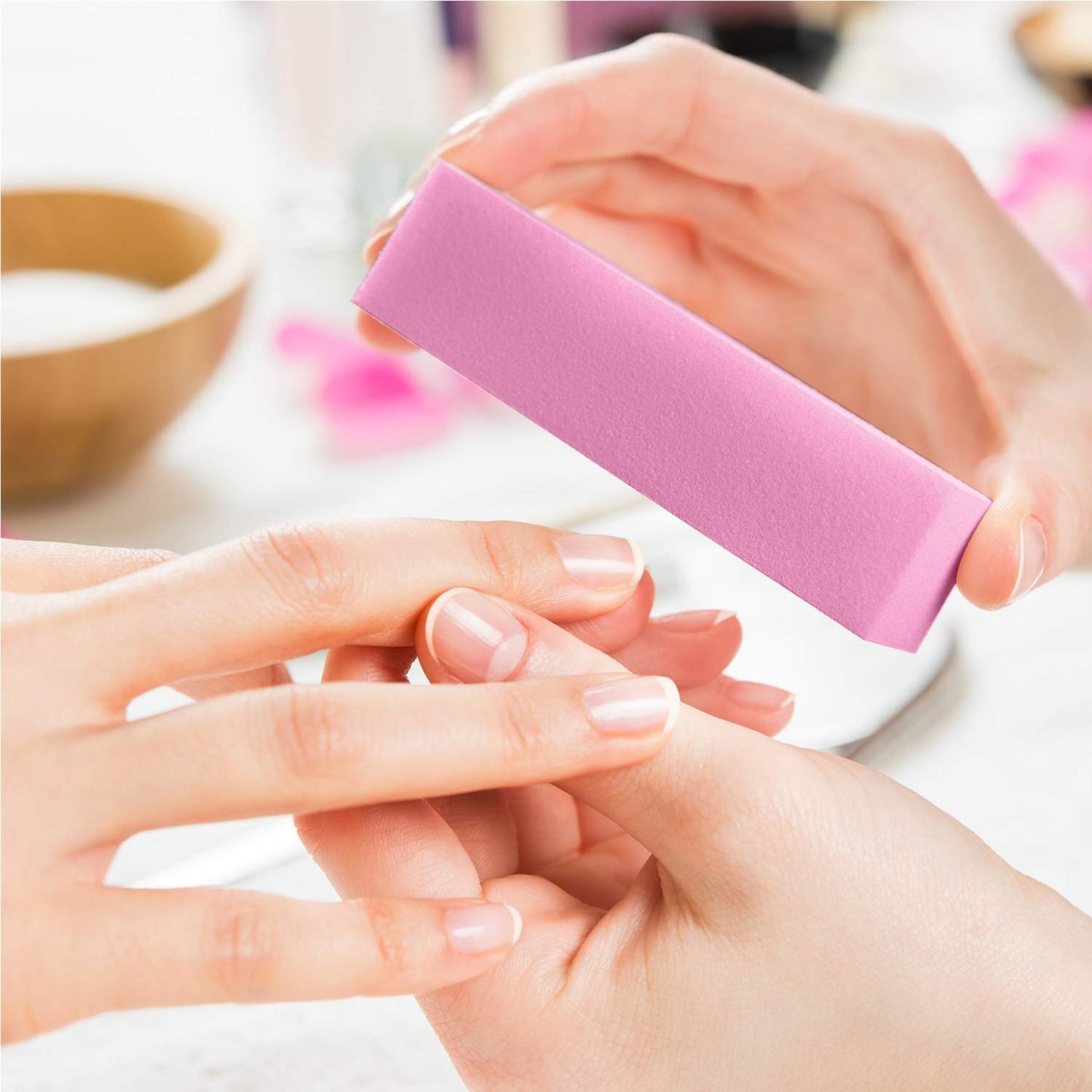 12 Pack Nail Buffer Block 4 Sided Professional Nail File Sanding Block Buffing Blocks for Natural and Acrylic Nails (Pink)