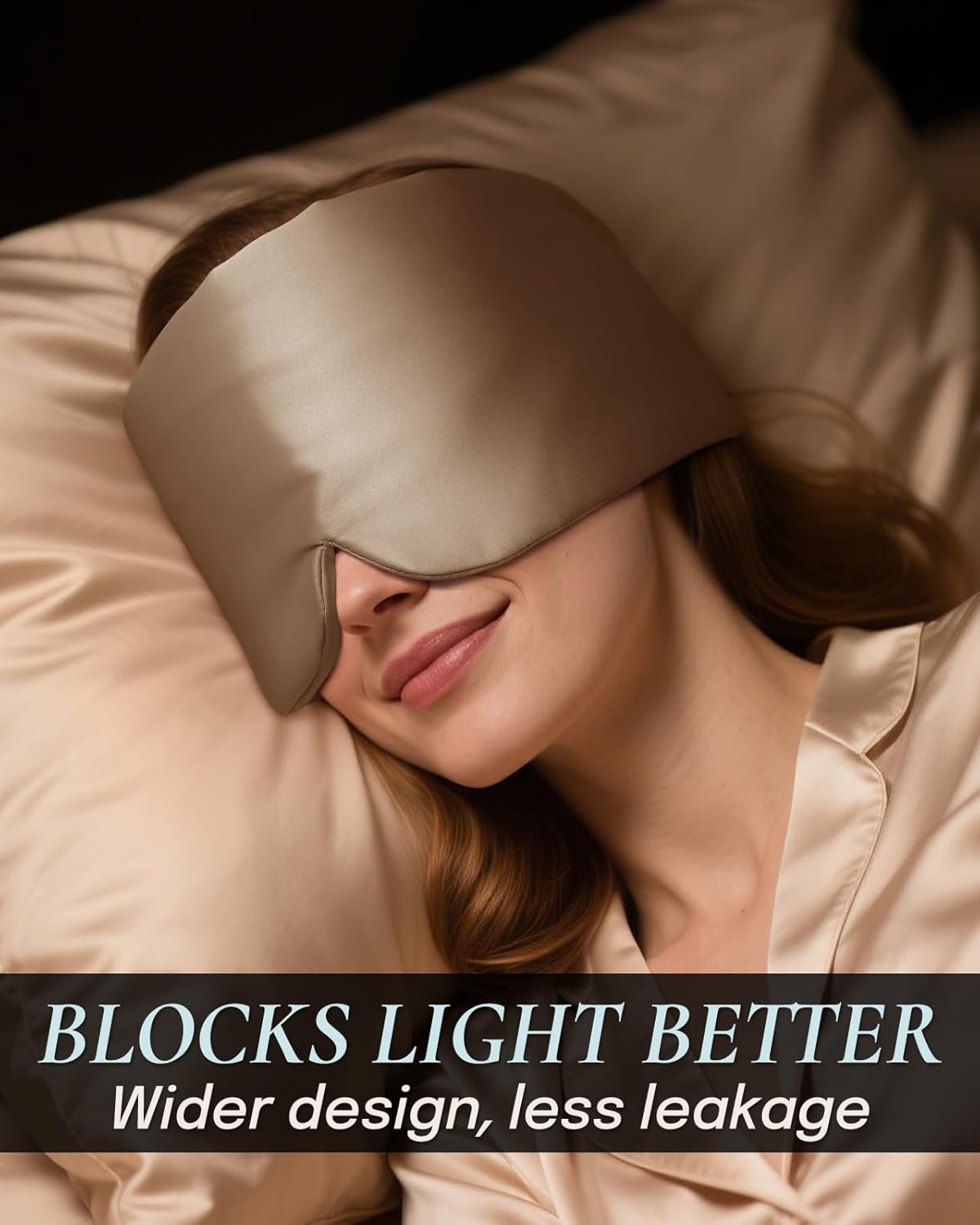 Zenssia Satin Sleep Mask for Women and Men, Lightweight Padded Eye Mask with Adjustable Strap, Comfort Blackout for Travel and Nap - Taupe