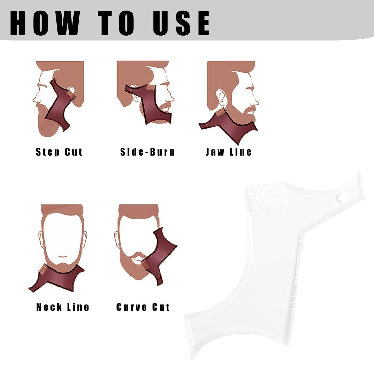 White Barber Pencil Set - Edge Hairline Razor Trace Pencils Beard Guide Beard Hairline and Beard Shaping Pencils,with Sharpener Ruler Brush for Men