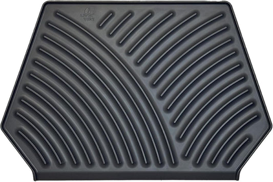 Silicone Dish Drying Mat with Drain, Self-Draining, Heat Resistant & Non-Slip Kitchen Counter Mat, Easy to Clean, Reusable, (19.3'' x 13'', Charcoal Grey)