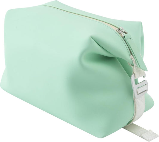 6"x 9.84" 4.5L Large Silicone Toiletry Bag,Waterproof Leakproof Foldable Travel Organizer,Dopp Kit Alternative for Men & Women,Turquoise Blue