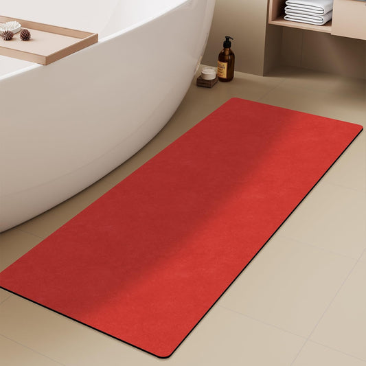 Christmas Bath Mat, Red Bathroom Rugs Non Slip Washable Thin Absorbent Bath Mat Fits Under Door Bathroom Floor Mat Perfect for Bath, Shower, or Sink 24"x60" Red