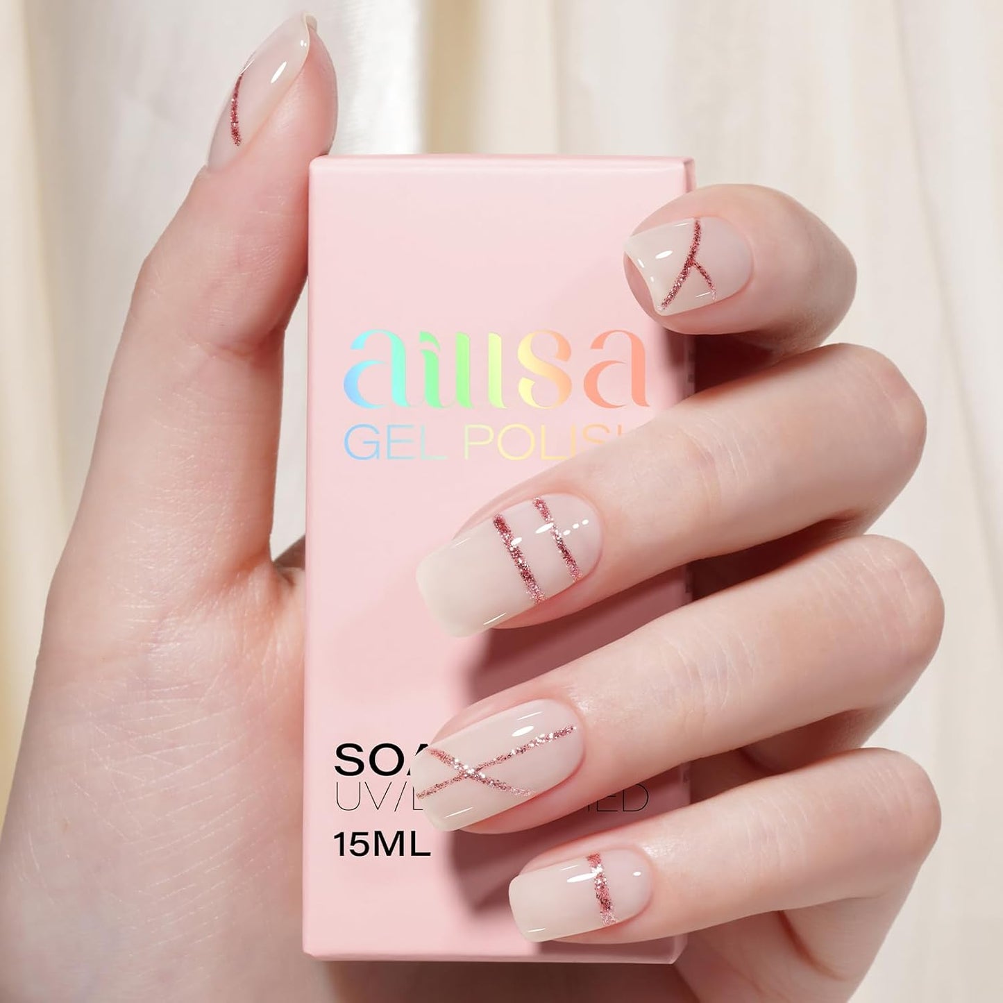 AILLSA Nude Gel Nail Polish Cloud Kiss Jelly Gel Polish Sheer Light Neutral Translucent Gel Polish Long Lasting Milky White Peach Color Soak Off U V Gel for French Manicure Nail Art at Home 0.51 Oz
