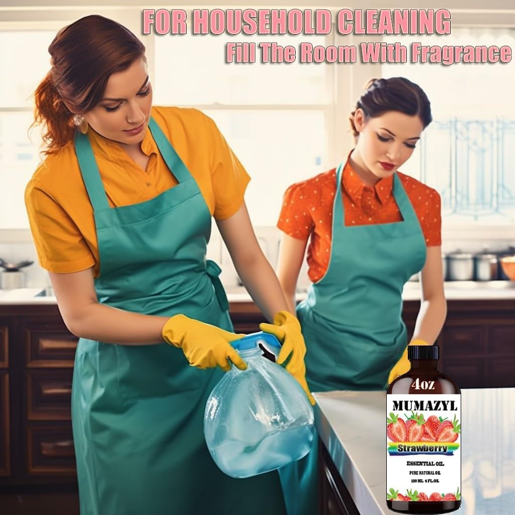 Strawberry Essential Oil, Strawberry Oil 4 Fl Oz 120ML for Diffuser Humidifier Yoga Cleaning DIY Candle Soap Making Essential Oils