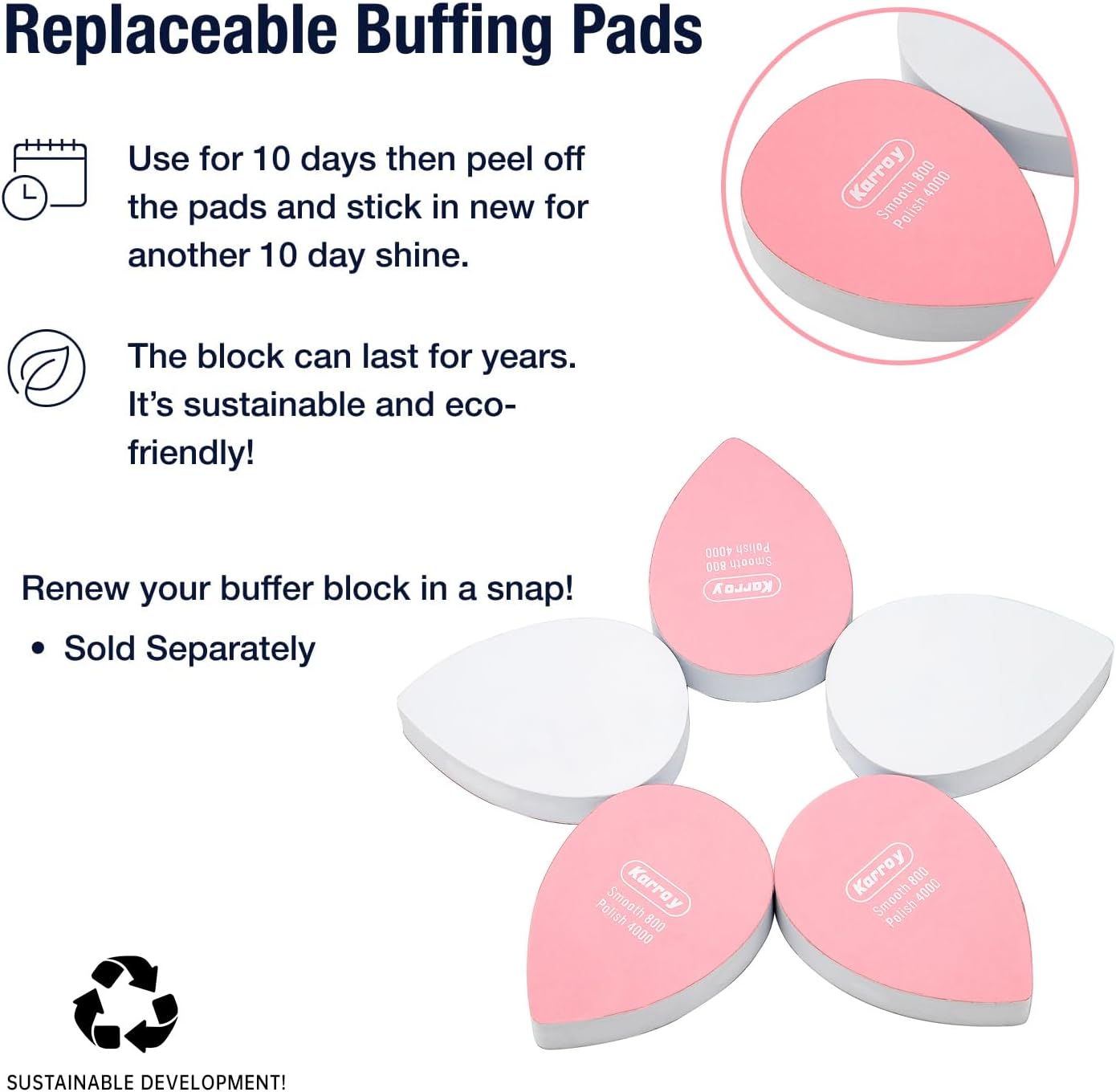 Nail Files and Buffers for Natural Nails Smooth and Polish Gel Surface 400/600/4000 Grit (A-Drop)