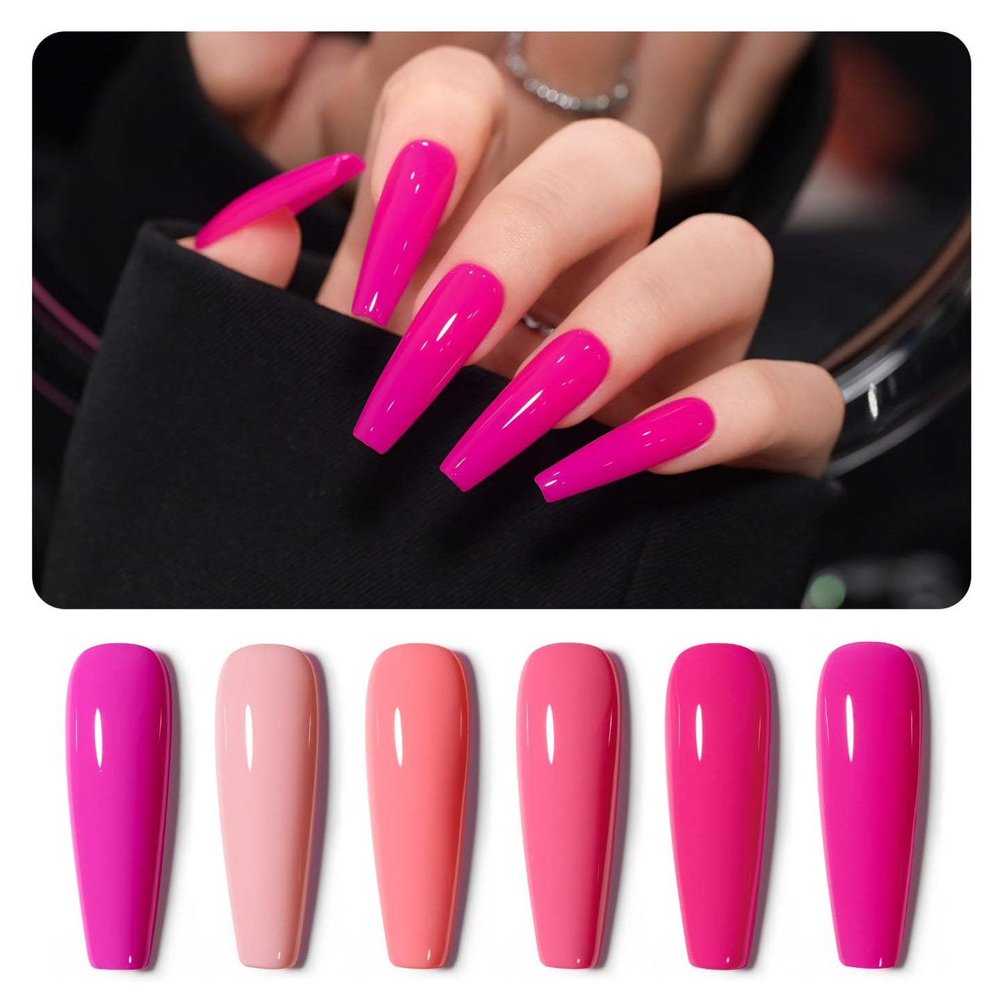 GAOY Hot Pink Gel Nail Polish, Baby Pink Peony Neon Gel Polish Kit for Salon Manicure and Nail Art DIY at Home, Gift for Women