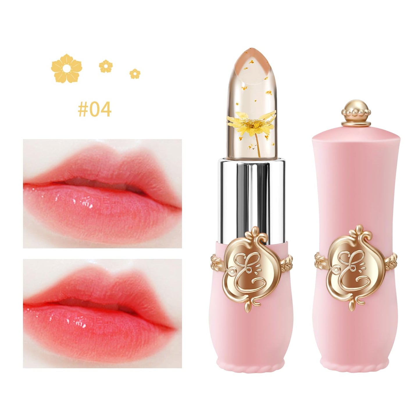 BestLand 3 Pcs/Set Flower Jelly Lipstick Set Temperature Change Moisturizer Long Lasting Nutritious Balm Magic Color Change Lip Gloss (Flower Jelly Lipstick 040506)