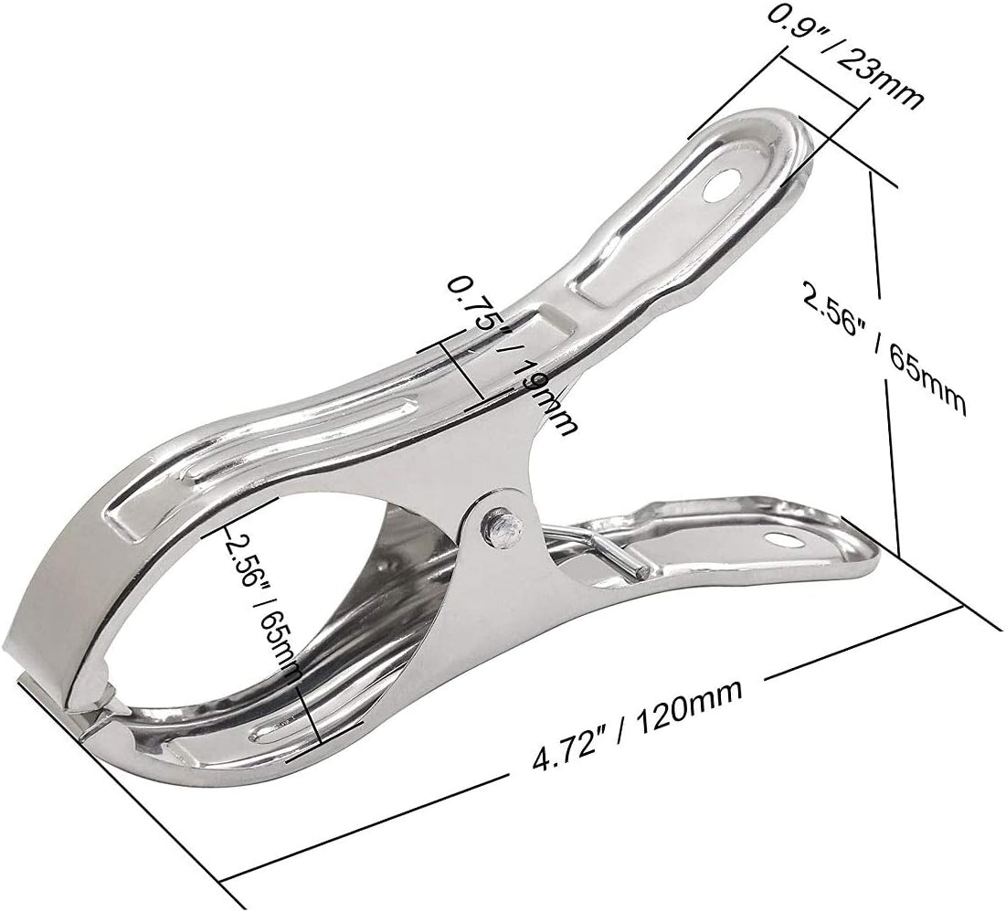 Outdoor Heavy Duty clothespins 10 Pack Large Stainless Steel Quilt Clips,Beach Towel Clips,Curtain Clamps,Rubber Tipped Metal Clothes