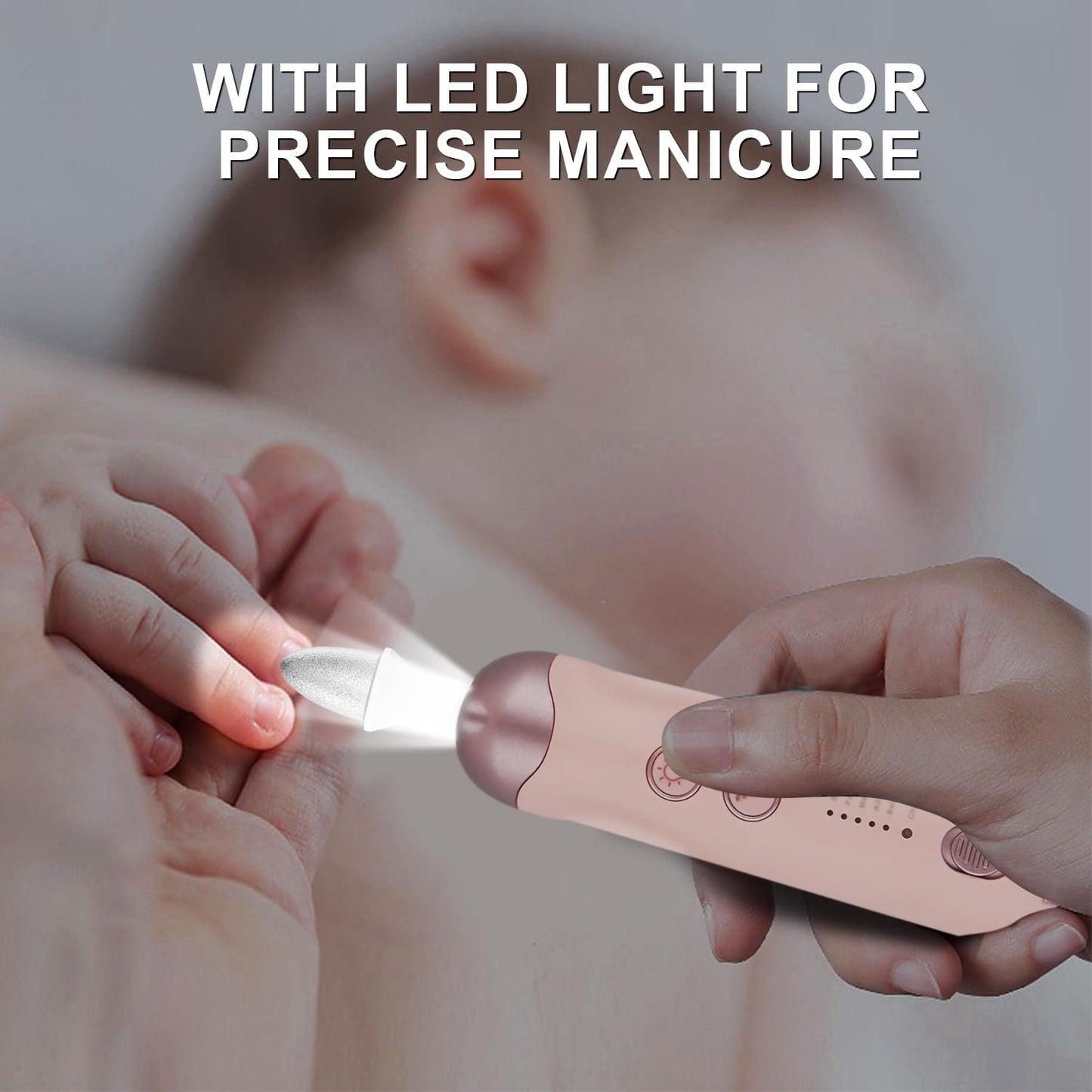 4 Pack 9-in-1 Nail Grinder Kit Salon-Quality Nails with 100 Bits, Cordless Nail File, 5 Adjustable Speeds,Pink