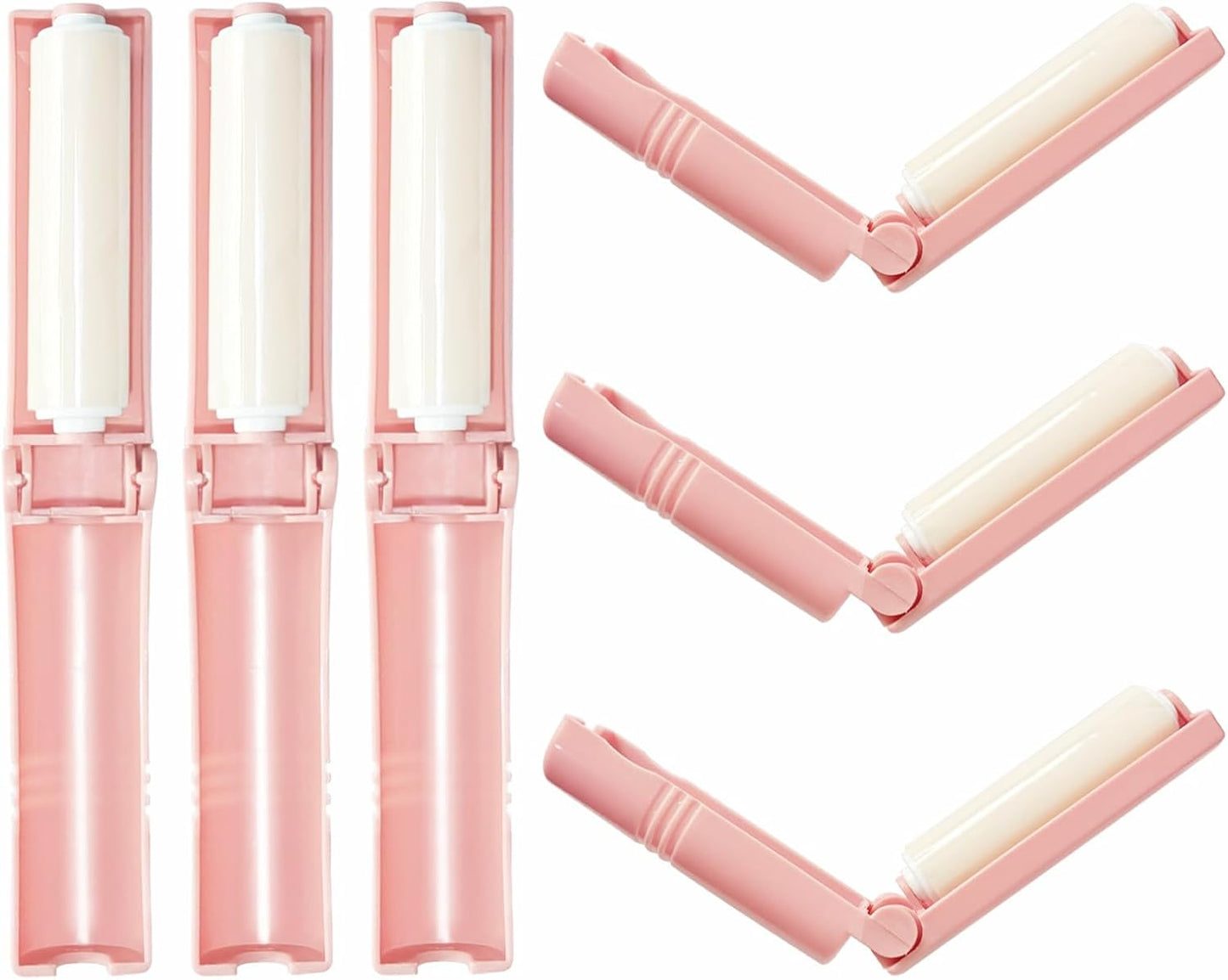 Mini Reusable Lint Roller for Travel, 6 Pack Washable Foldable Lint Remover with Sticky Gel, Portable, Compact and Easy to Clean for Clothes and Luggage Use (Pink)