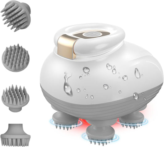 TISSCARE Electric Scalp Massager, Cordless Head Massager Scalp for Hair Growth and Stress Relax, 3 Speed Modes, Waterproof Handheld Portable Head Scratcher for Pet Dog Cat Massage, Gift for Women Men