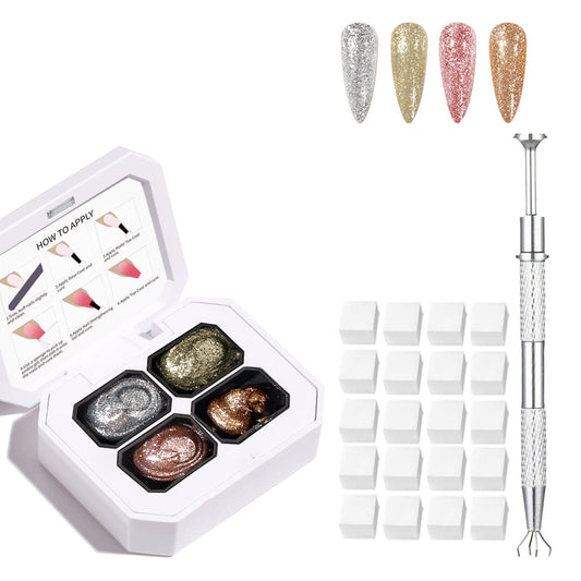 4 Colors Set Ombre Gel Nail Polish,Gradient Painting Gel for Nails with 20Pcs Nail Sponges for 3D Nail Art in Salon or Home Use(OMBER1)