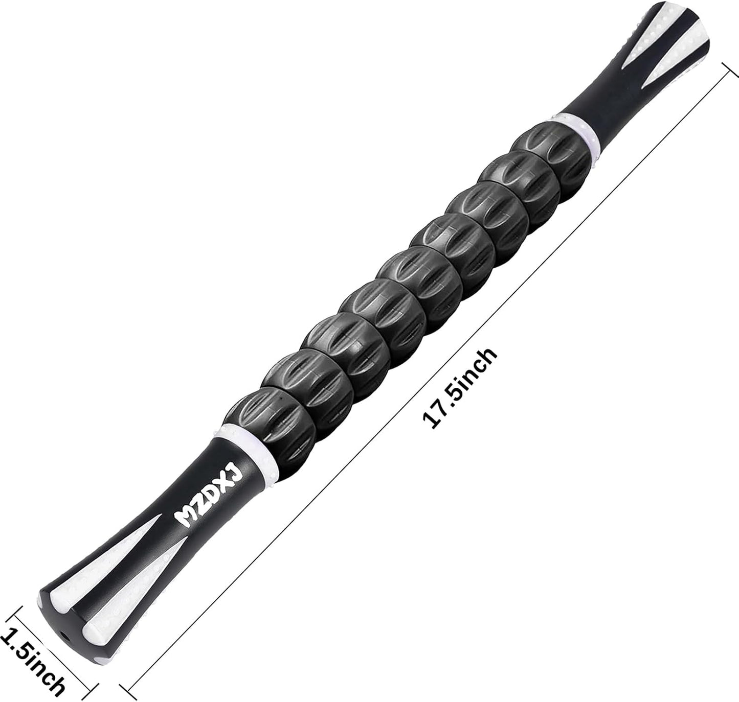 Muscle Roller Stick for Athletes - Deep Tissue Fascia Blaster & Roller Massager for Myofascial Pain Relief - Handheld Physical Therapy & Recovery Tool(White black-18 inch)