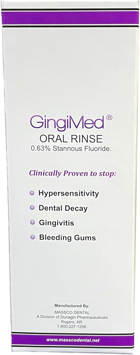 GingiMed .63% Stannous Fluoride Mouthwash with Xylitol | Alcohol-Free Fluoride Mouth Rinse | Periodontal Disease Treatment (Caribbean Ice - 10 Ounce)