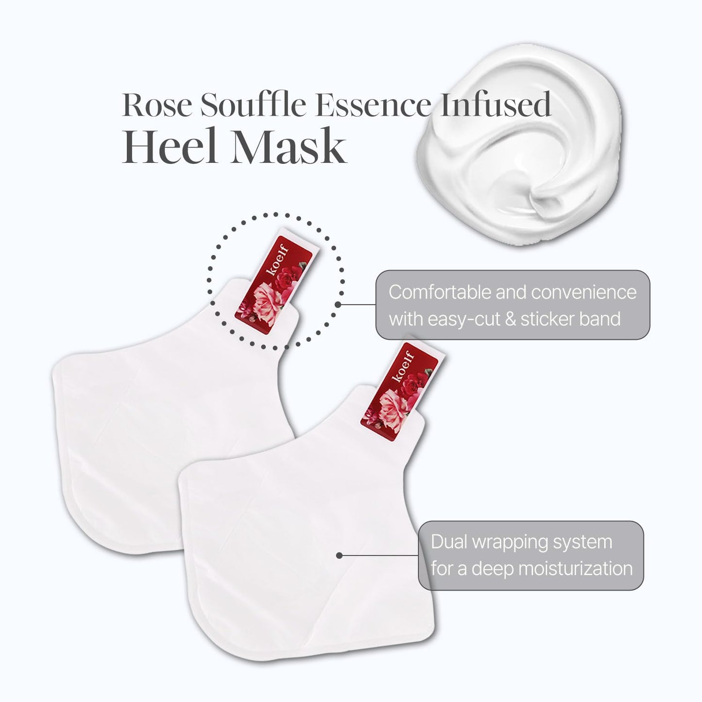 PETITFEE Rose Petal Satin Heel Mask (5pairs) - Moisturizes & Softens Dry and Cracked Heels, Rose Scented Heel Repair Masks with Shea Butter, Urea, BHA, AHA for Smooth Heels, Heel Treatment