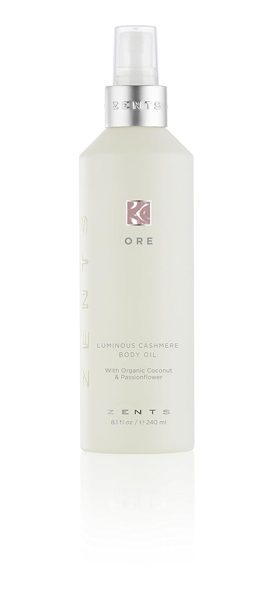 Zents Luminous Cashmere Body Oil (Ore Fragrance) | Moisturizing Body Oil with Vitamin E & Organic Coconut Oil | Softens & Smooths Skin | 8 fl oz