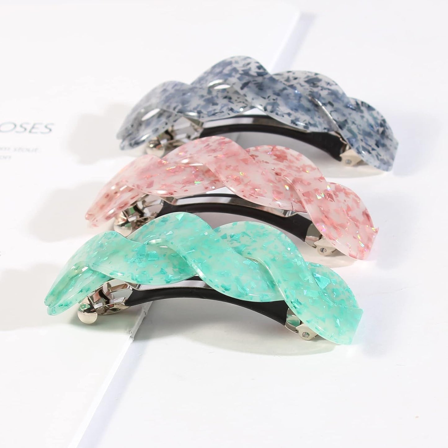 Hair Barrettes For Women - 3Pcs Large Barrettes for Thick Hair French Design with Beautiful Lines Elegant and Stylish - Perfect Hair Accessories for Thick Hair (multiple colors9)