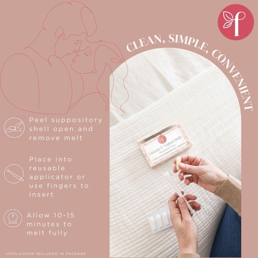 Femallay Organic Vaginal Moisturizing Suppositories – Cherry & Strawberry Variety Pack – 100% Natural Relief for Dryness, Odor & Daily Feminine Discomfort – 14 Count + Applicator