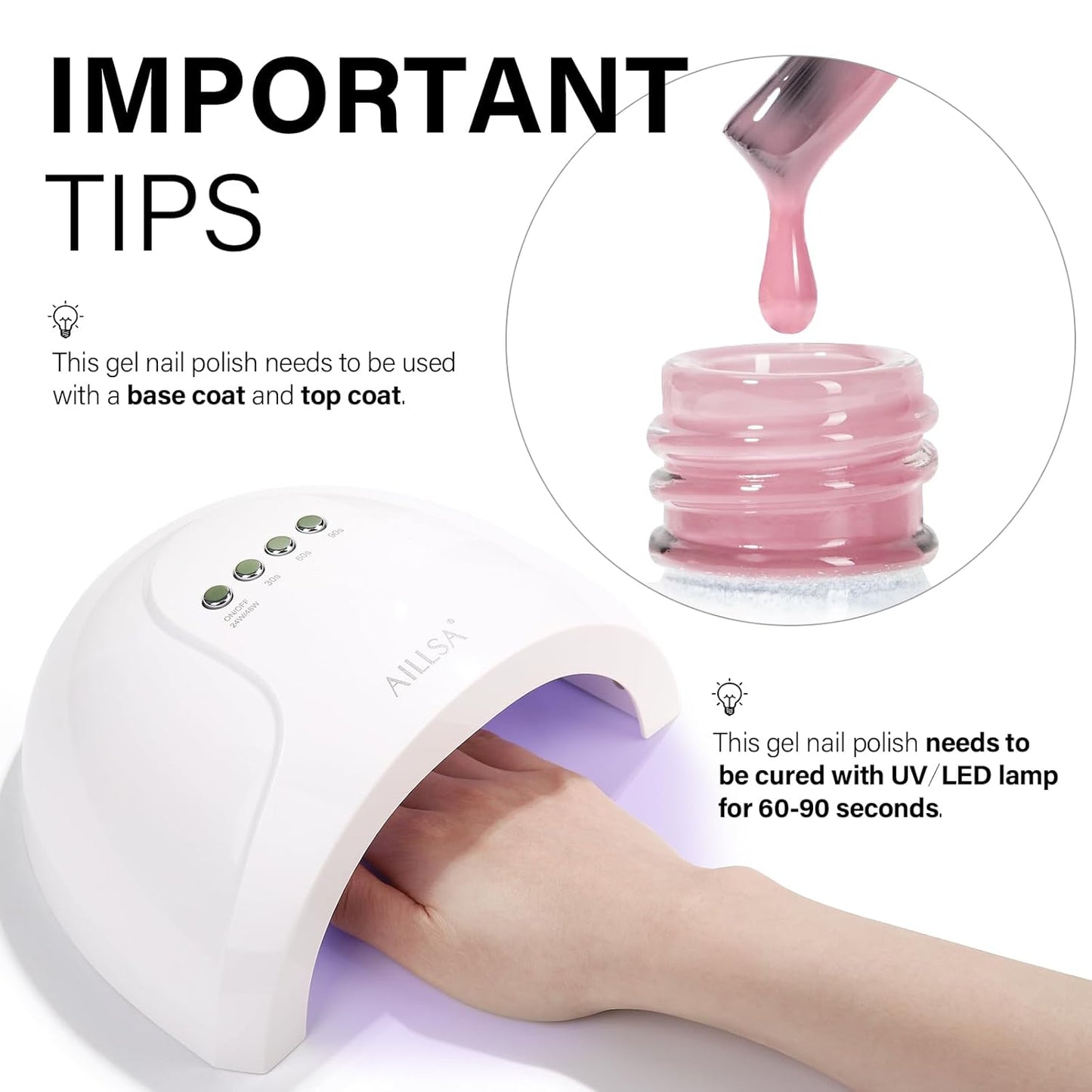 AILLSA Nude Pink Gel Nail Polish Crystal Pink Jelly Gel Polish Sheer Natural Color Polish Light Neutral Translucent Nail Polish Soak Off U V for French Manicure at Home 0.51 Fl Oz /GB93