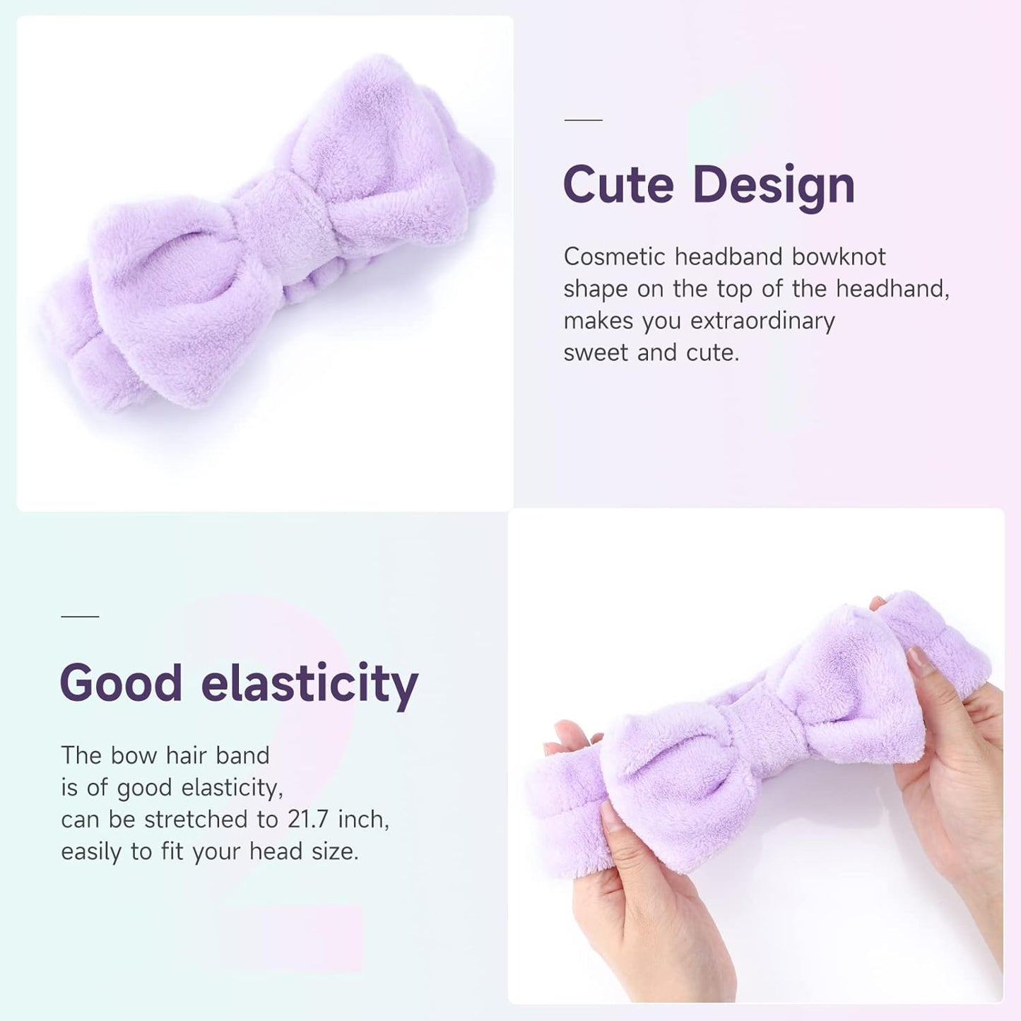 Face Headband 8Pcs Bow Hair Band Cute soft Facial Makeup Head Band for Face Washing Shower Skin Care Fluffy Spa Headband Coral Fleece Wraps for Woman Girl 8 Color Slumber Party Supplies