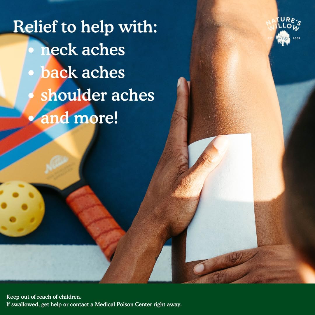 Nature's Willow Relief Patches – Fast-Acting, Plant-Based Topical Solution to Help with Sore Muscles & Joints | 6 Patches per Pack | 1-Pack