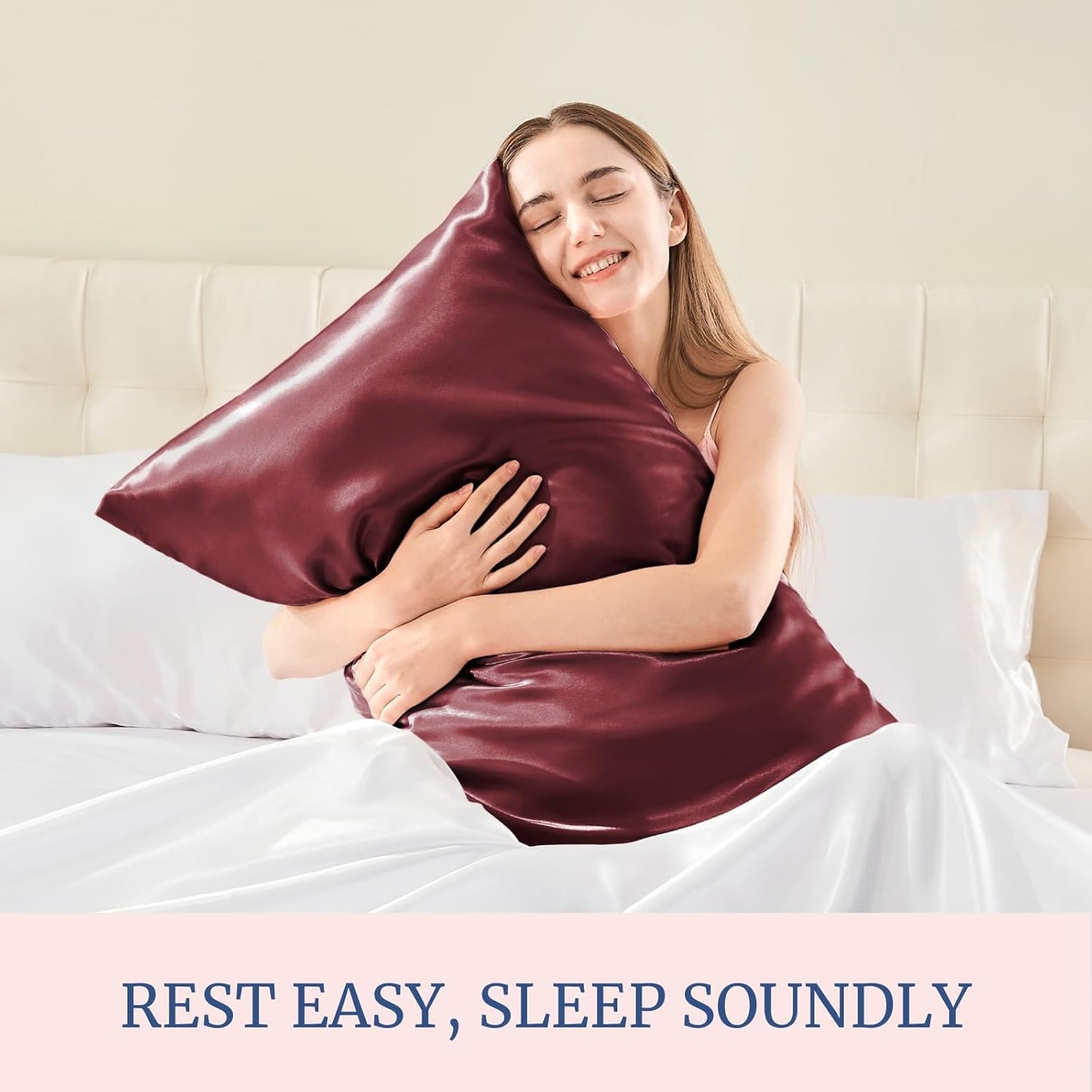 BEDELITE Satin Pillowcase for Hair and Skin, Super Soft Similar to Silk Pillow Cases 4 Pack with Envelope Closure, Cooling Pillowcases for Women Men (20"x30" Queen Size, Burgundy)