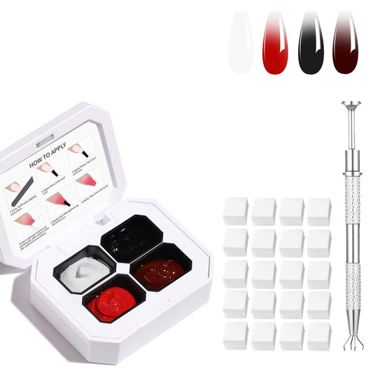 4 Colors Set Ombre Gel Nail Polish,Ombre Paint Nail Gel for Nails with 20Pcs Nail Sponges for 3D Nail Art in Salon or Home Use(OMBER11)